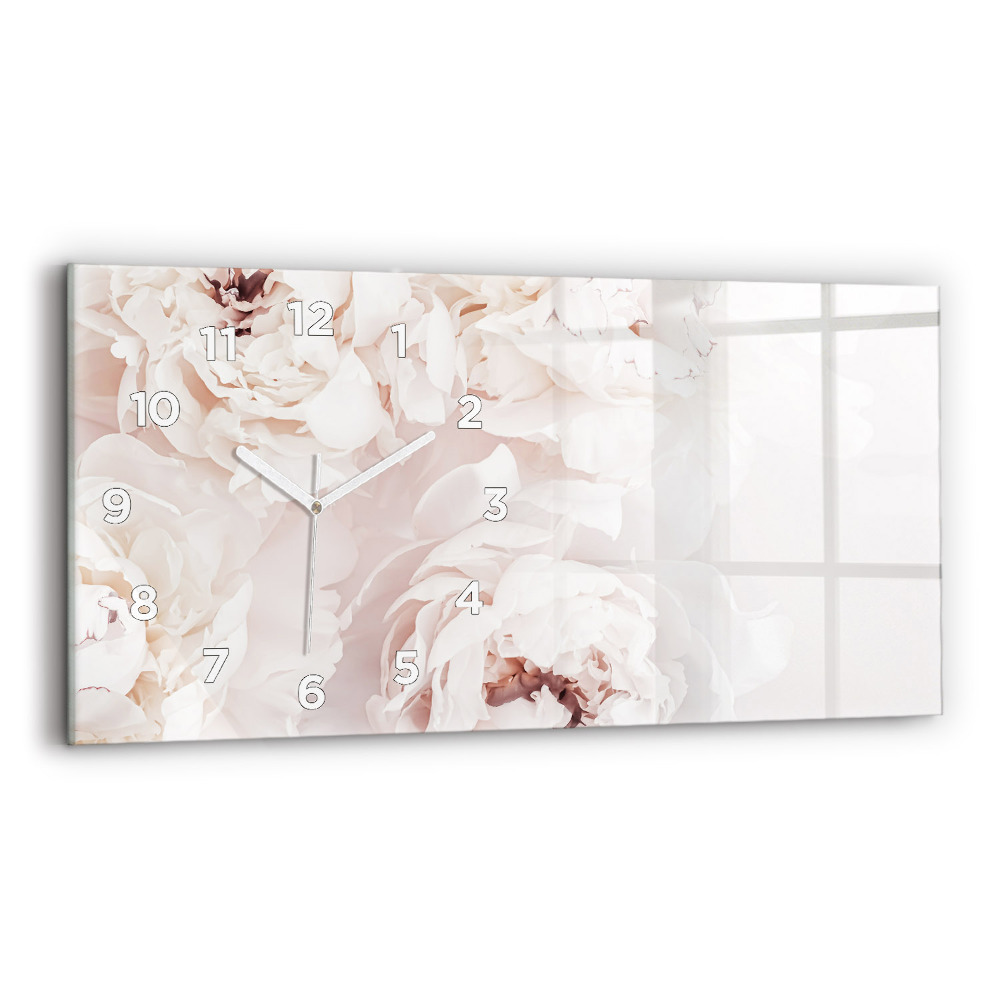 Horloge murale horizontale Fleurs de pivoine