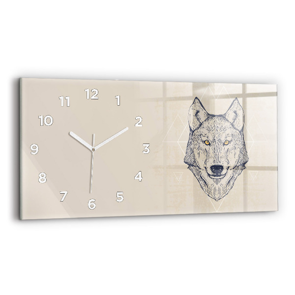 Horloge murale horizontale Tête de loup