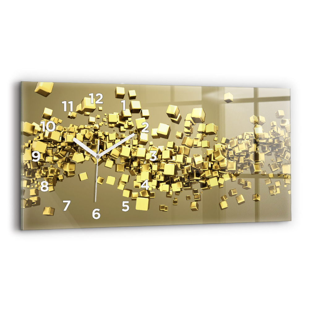 Horloge rectangulaire horizontale Carrés dorés