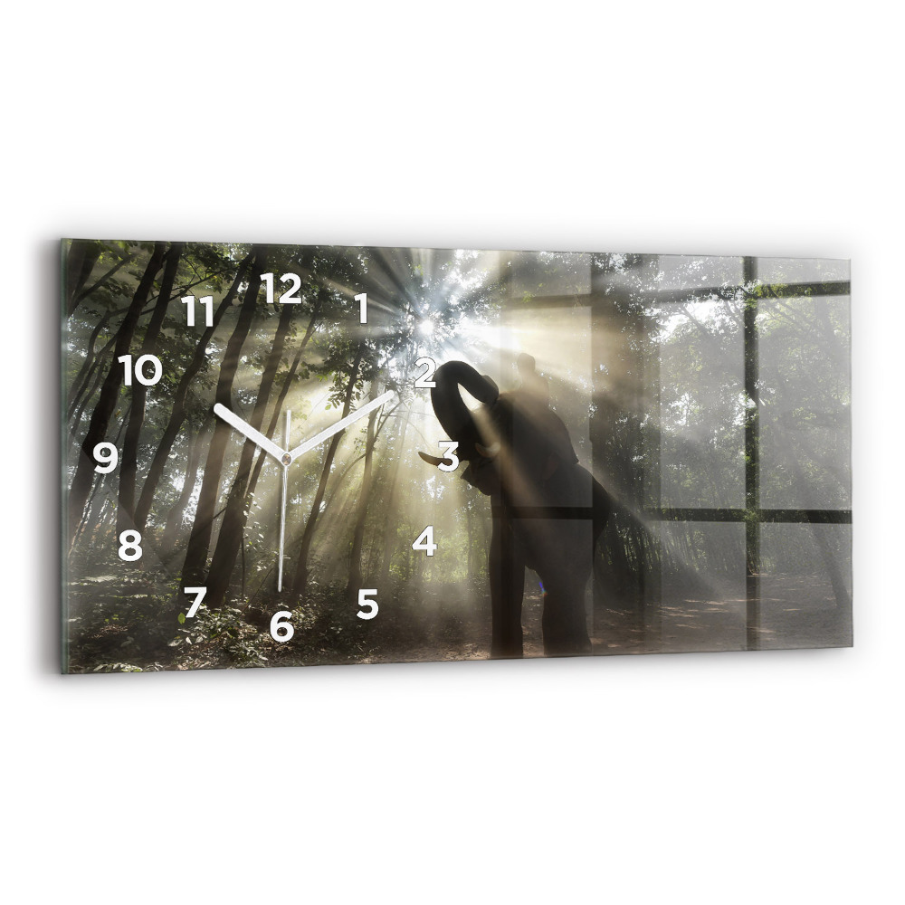Horloge rectangulaire horizontale Éléphant dans la jungle