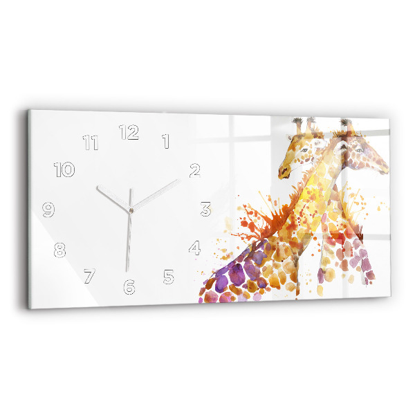 Horloge murale horizontale Aquarelle de girafe