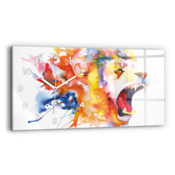 Horloge murale horizontale Aquarelle de lion