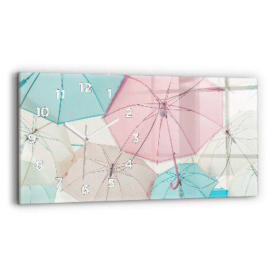 Horloge rectangulaire horizontale Parapluies pastel