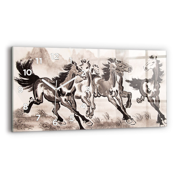 Horloge rectangulaire horizontale Chevaux au galop