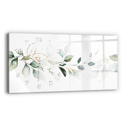 Horloge murale horizontale Feuilles abstraites