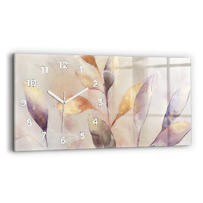 Horloge murale horizontale Feuilles abstraites boho