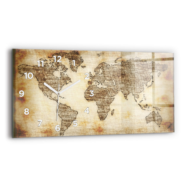 Horloge murale horizontale Ancienne carte du monde