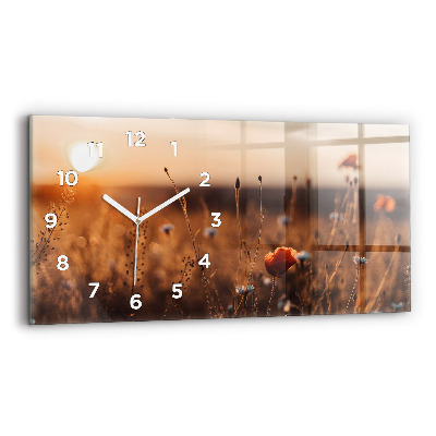 Horloge rectangulaire horizontale Lever de soleil dans un champ