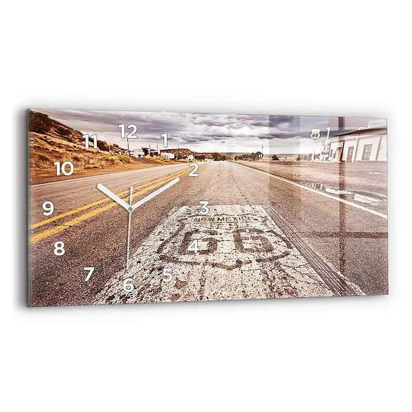 Horloge horizontale en verre Route 66 USA