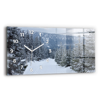 Horloge murale horizontale Montagnes géantes tchèques en hiver