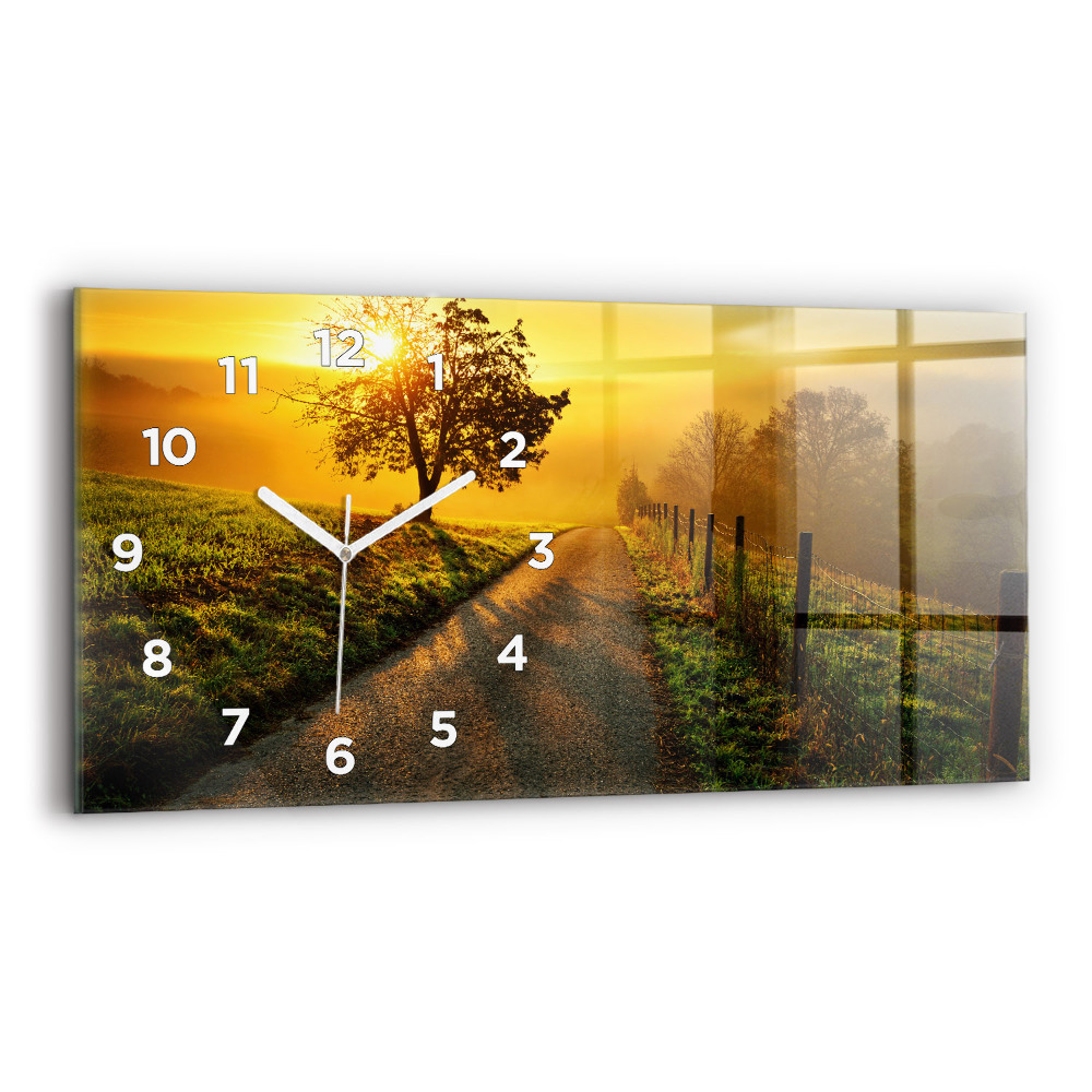 Horloge horizontale en verre Brouillard au lever du soleil