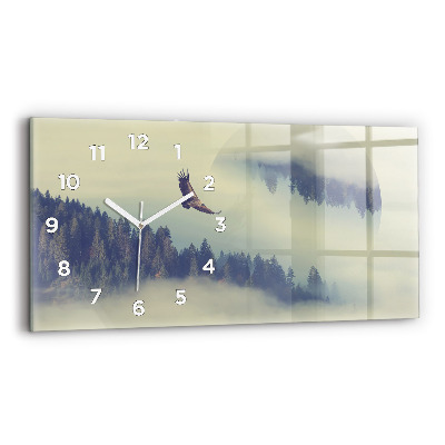 Horloge rectangulaire horizontale Forêt brumeuse Aigle