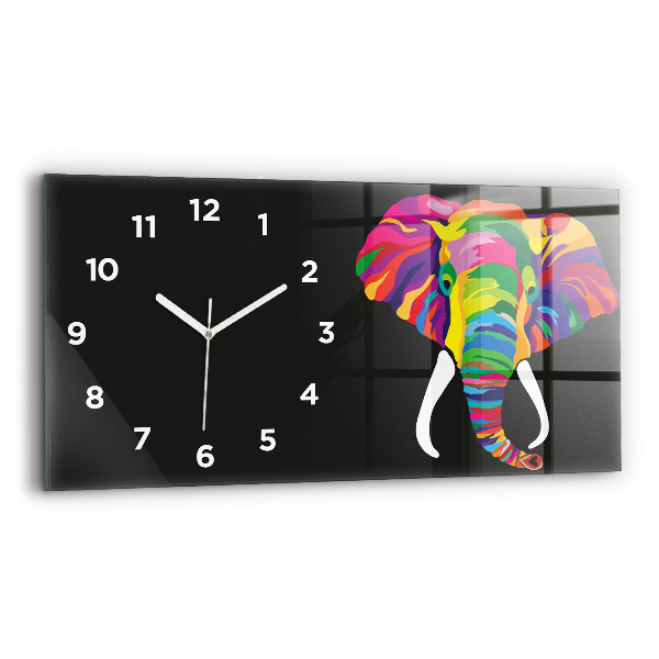 Horloge murale horizontale Éléphant coloré