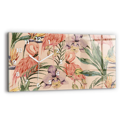 Horloge horizontale en verre Feuilles de palmier tropicales