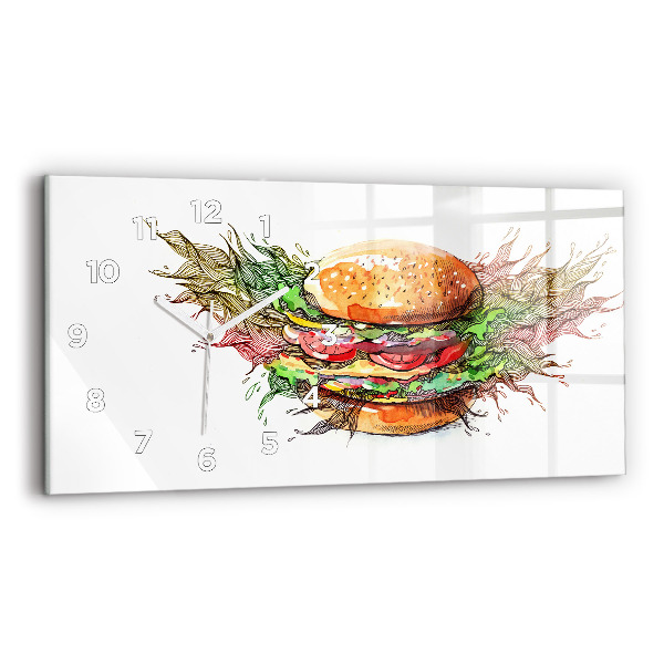 Horloge rectangulaire horizontale Hamburger au fromage XXL