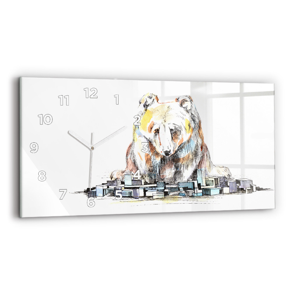 Horloge horizontale en verre Ours abstrait