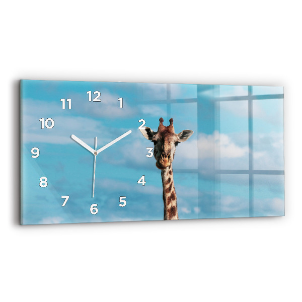 Horloge rectangulaire horizontale Grande girafe sur fond de ciel