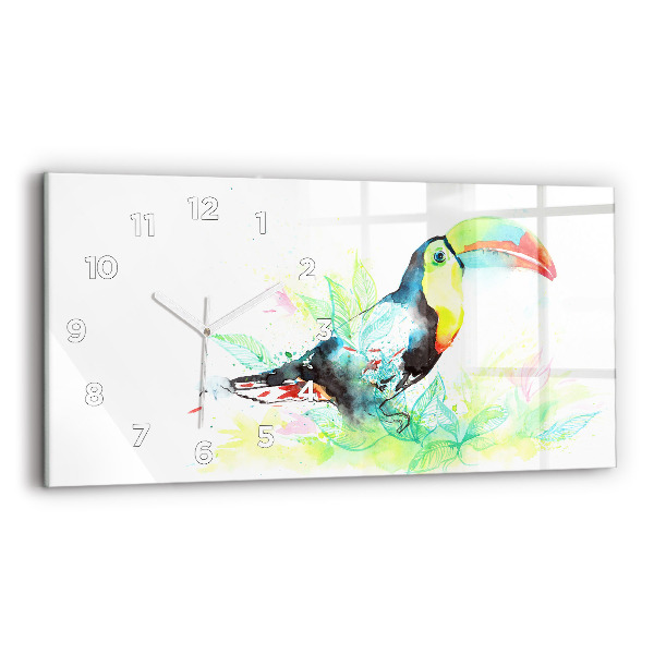 Horloge rectangulaire horizontale Toucan dans l'herbe