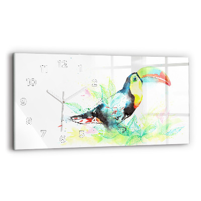 Horloge rectangulaire horizontale Toucan dans l'herbe