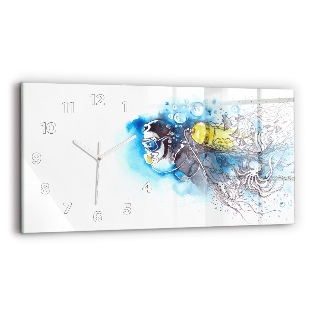 Horloge murale horizontale Vie sous-marine de poissons
