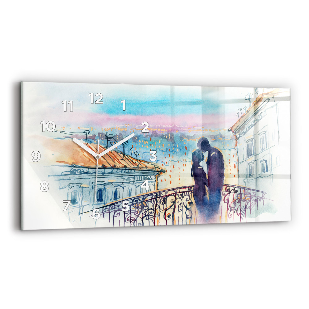 Horloge horizontale en verre Personnes sur aquarelle