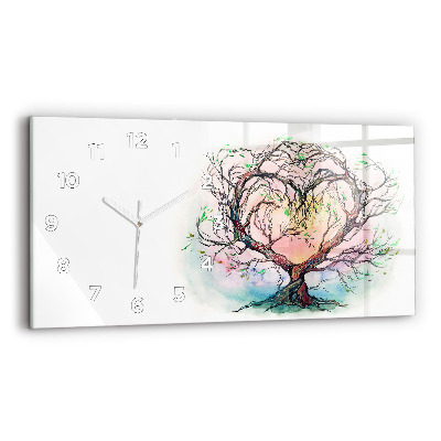 Horloge rectangulaire horizontale Cœur d'arbre nature