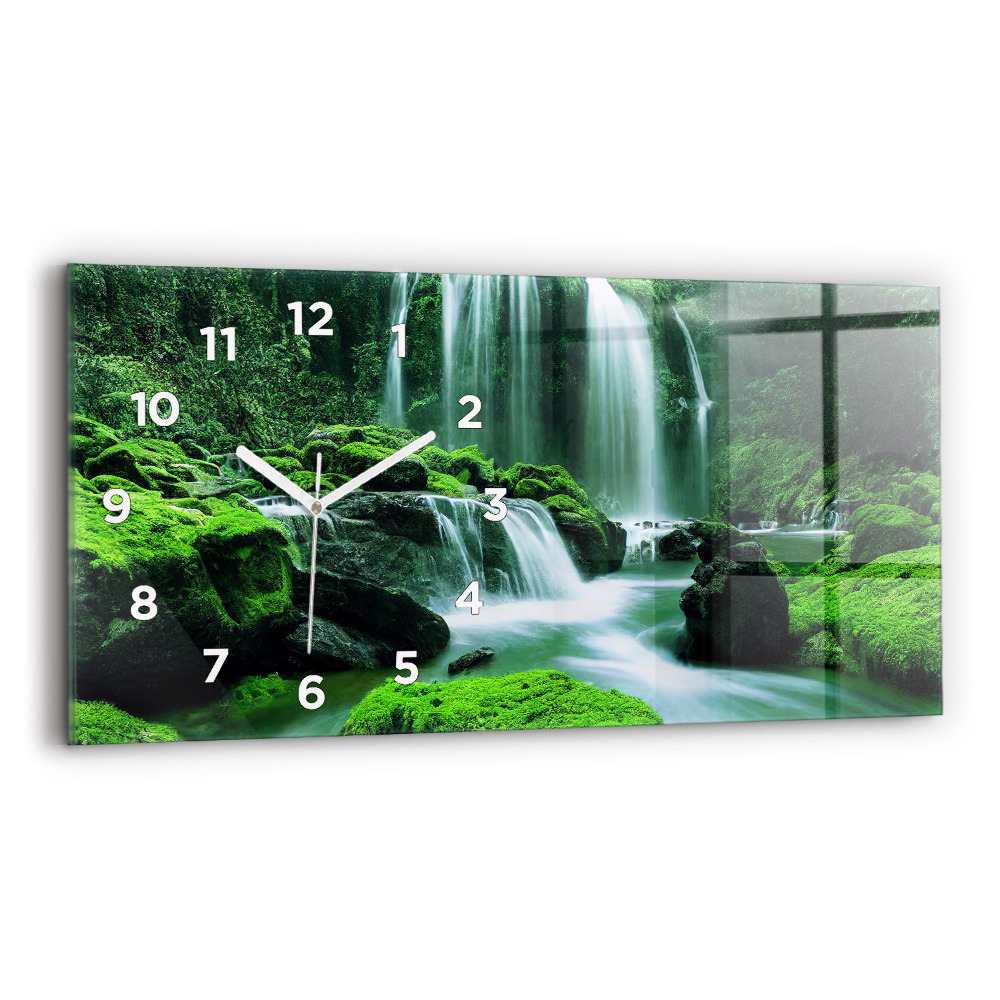 Horloge murale horizontale Cascade parmi la mousse