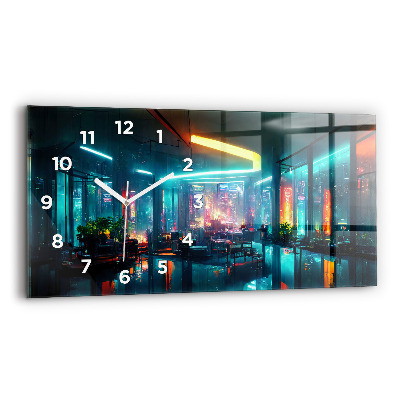 Horloge horizontale en verre Ville de style cyberpunk