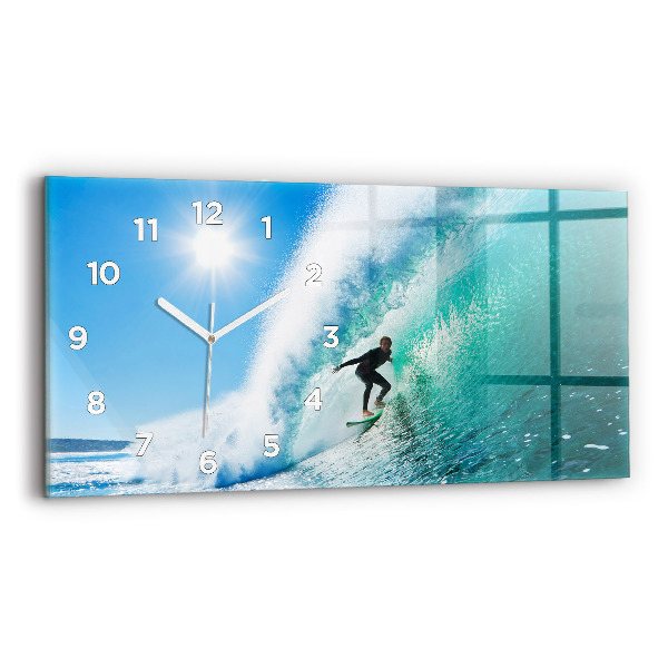 Horloge horizontale en verre Surf à Hawaï