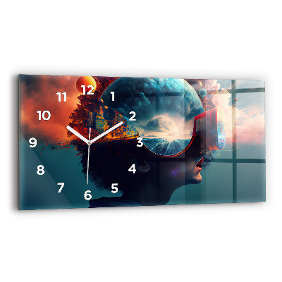 Horloge rectangulaire horizontale Monde virtuel futuriste