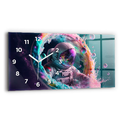 Horloge horizontale en verre Nuages aux couleurs des cosmonautes