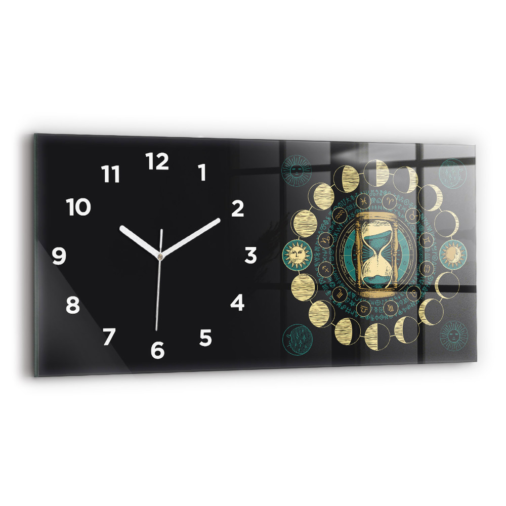 Horloge rectangulaire horizontale Phases de la lune et sablier