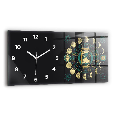 Horloge rectangulaire horizontale Phases de la lune et sablier