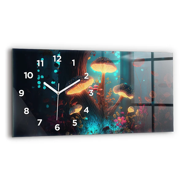 Horloge murale horizontale Forêt et champignons magiques