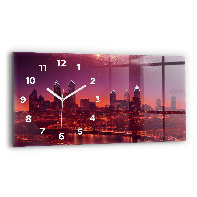 Horloge rectangulaire horizontale Ville de Philadelphie la nuit