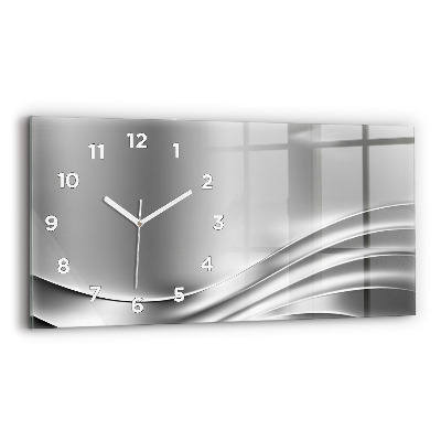 Horloge horizontale en verre Abstraction argentée