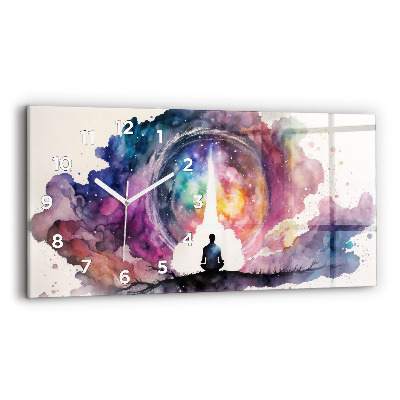 Horloge horizontale en verre Méditation sur le mode de vie