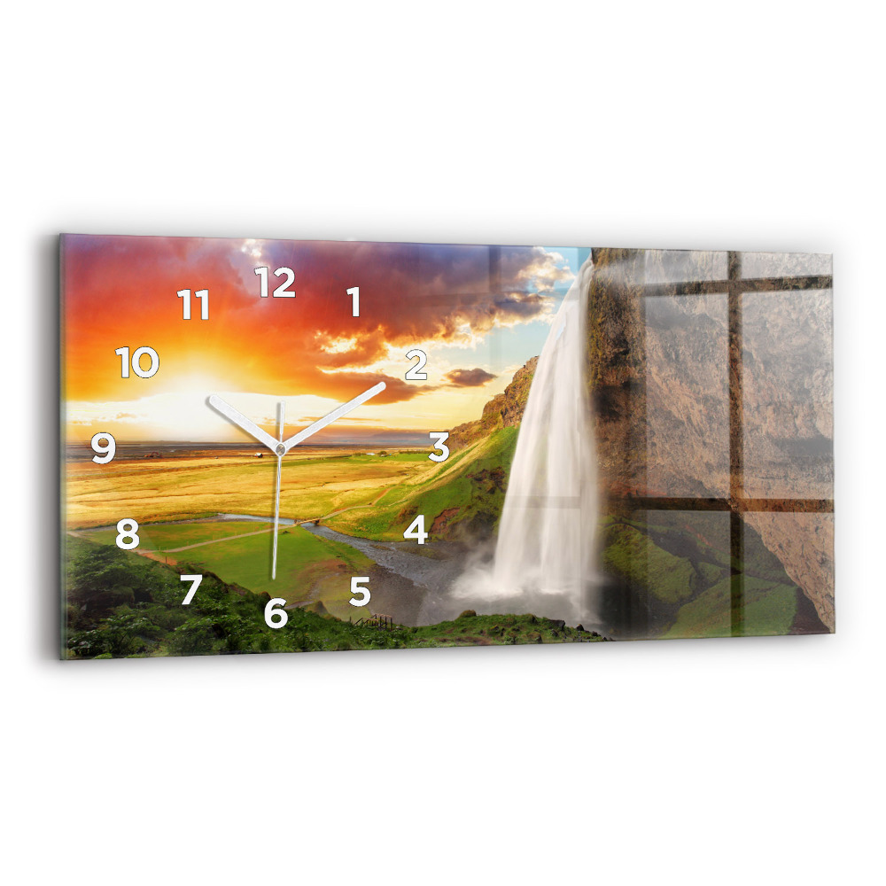Horloge horizontale en verre Chute d'eau en Islande