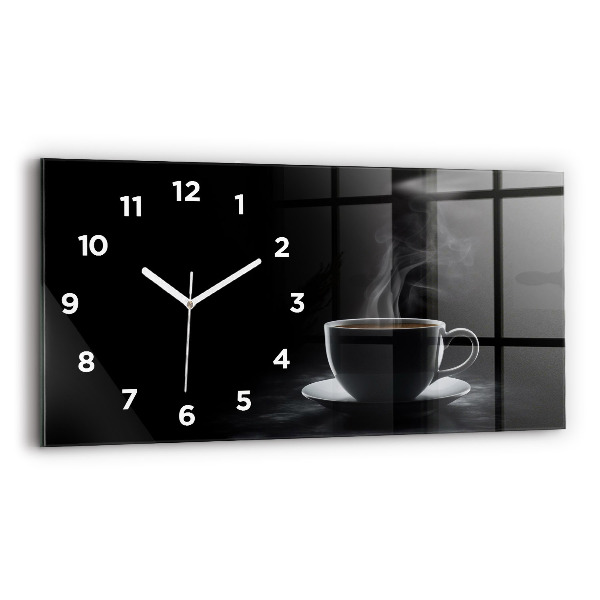 Horloge murale horizontale Tasse de café noir