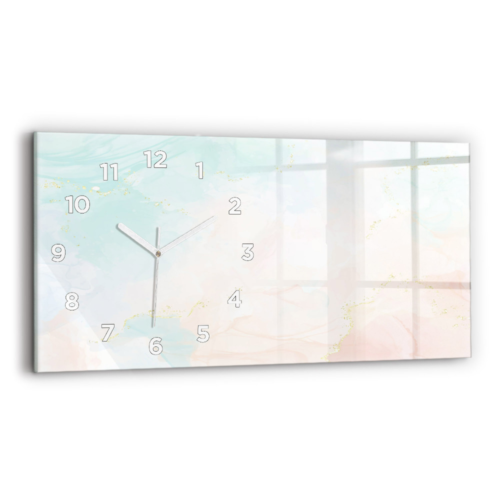Horloge horizontale en verre Aquarelle marbre