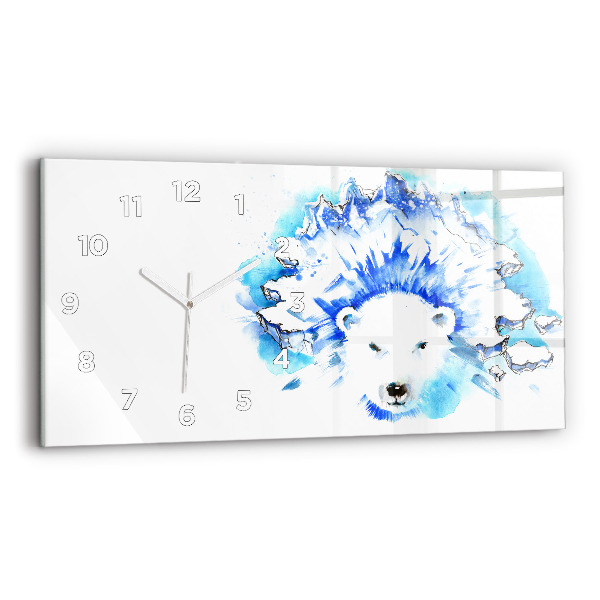 Horloge murale horizontale Ours sur fond de glace