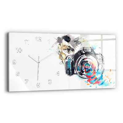 Horloge horizontale en verre Appareil photo de femme photographe