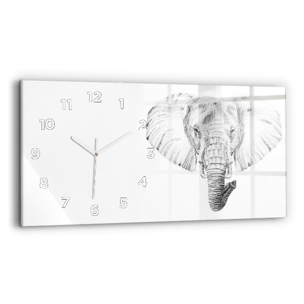 Horloge rectangulaire horizontale Tête d'éléphant vectorielle