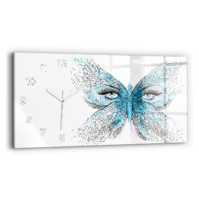 Horloge horizontale en verre Visage en forme de papillon