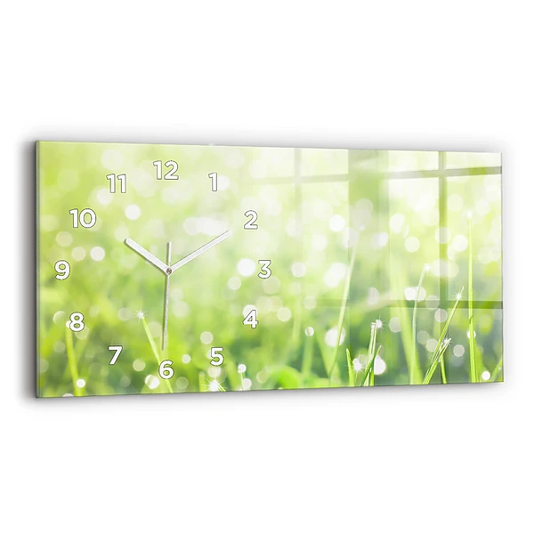 Horloge rectangulaire horizontale Herbe verte