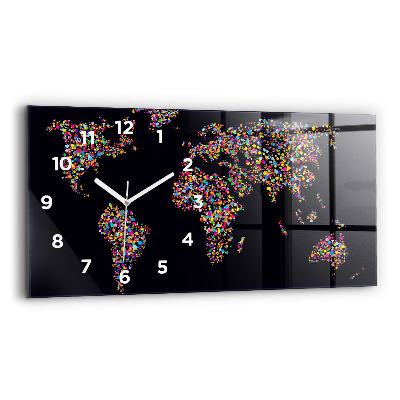 Horloge horizontale en verre Carte du monde en points