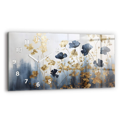 Horloge rectangulaire horizontale Fleurs abstraites