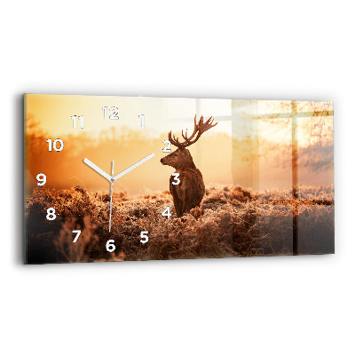 Horloge horizontale en verre Cerf au lever du soleil