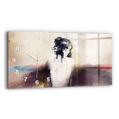Horloge rectangulaire horizontale Portrait abstrait d'une femme