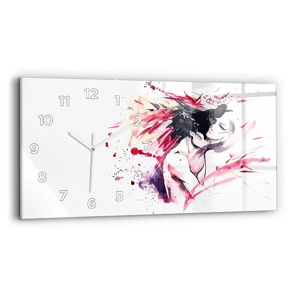 Horloge horizontale en verre Amoureux abstrait